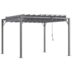 Pergola lames orientables dim. 2,9L x 2,95l x 2,13H m structure alu. acier époxy polyester gris