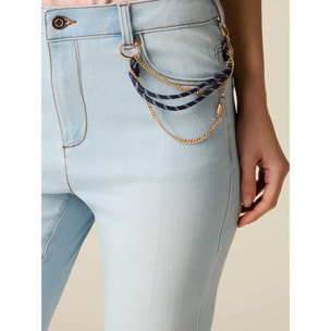 Oltre - Jeans flare con catene decorative - Azzurro
