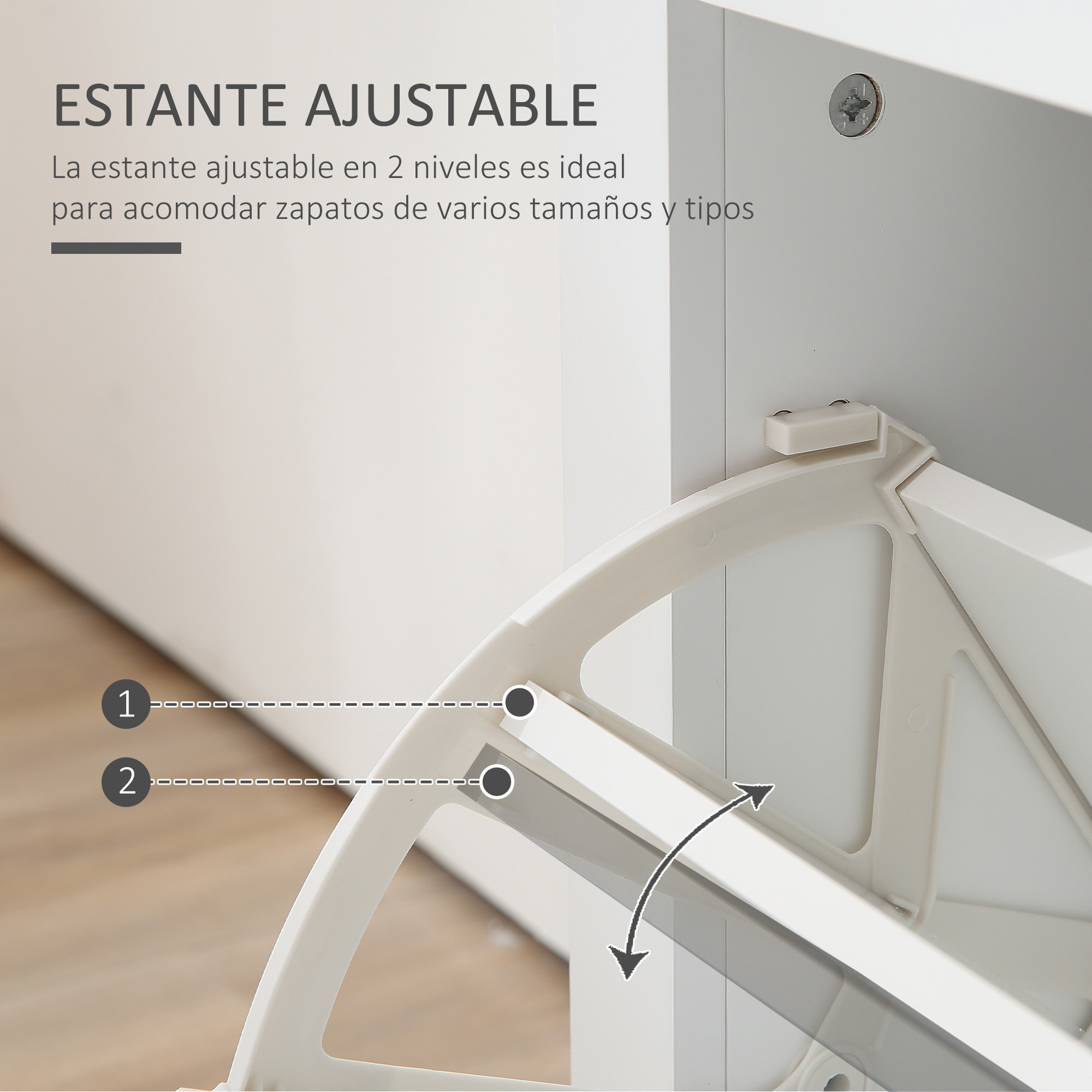 Mueble Zapatero Estrecho Zapatero Entrada Recibidor con 2 Cajones Abatibles Estantes Ajustables para 12 Pares de Zapatos para Pasillo 79x23x90,5 cm Blanco