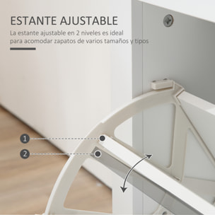 Mueble Zapatero Estrecho Zapatero Entrada Recibidor con 2 Cajones Abatibles Estantes Ajustables para 12 Pares de Zapatos para Pasillo 79x23x90,5 cm Blanco