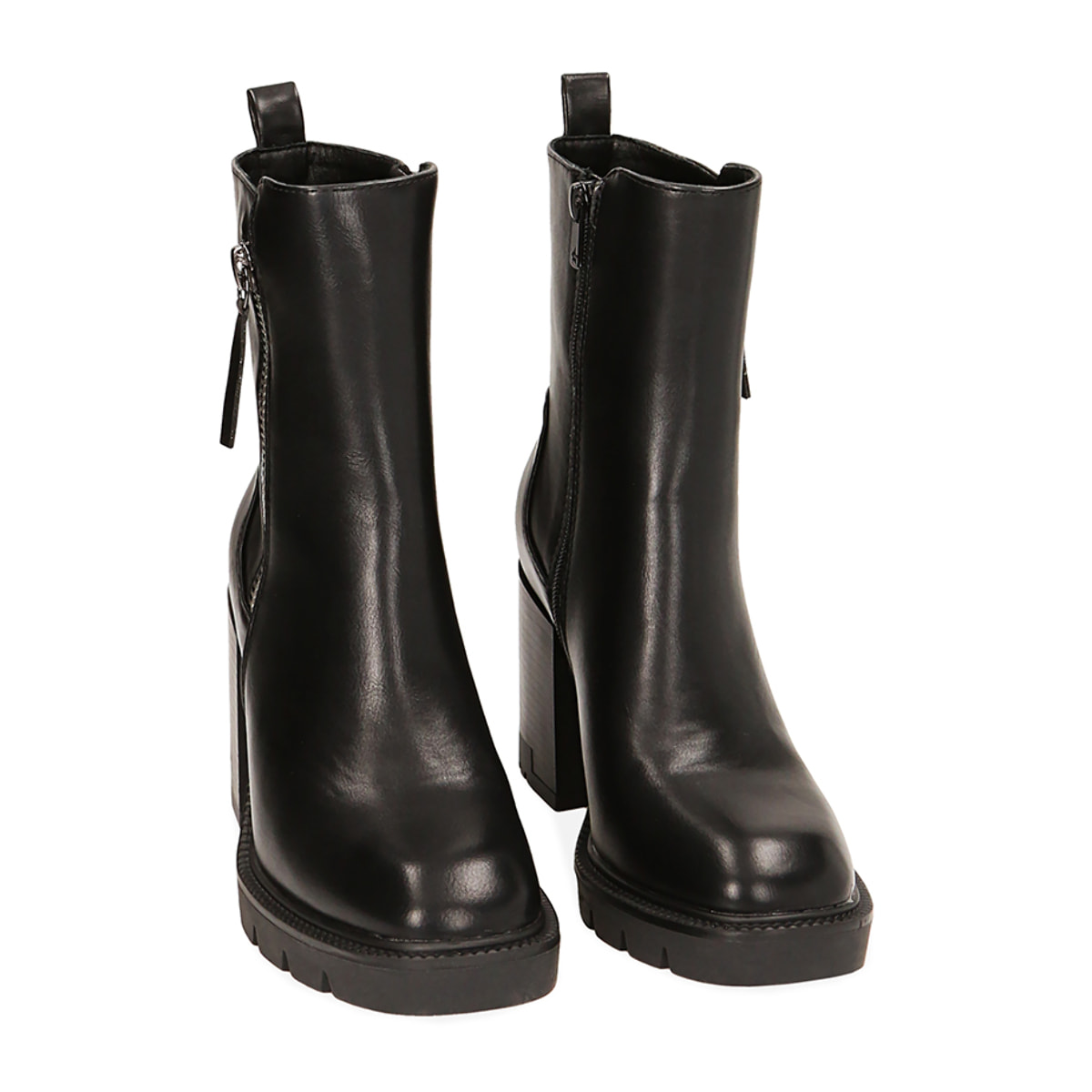 Botines de mujer negros con cremallera, tacón de 8,9 cm