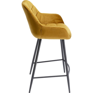 Tabouret de bar Bristol velours jaune Kare Design