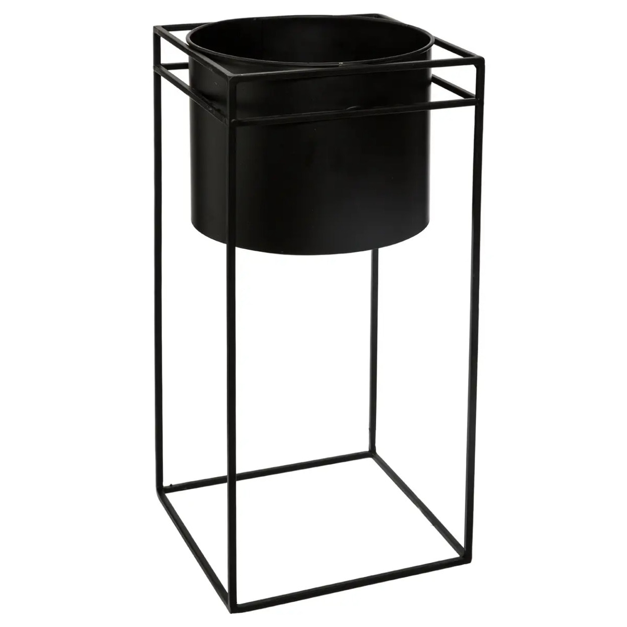 Set de 2 pots avec support - métal - noir