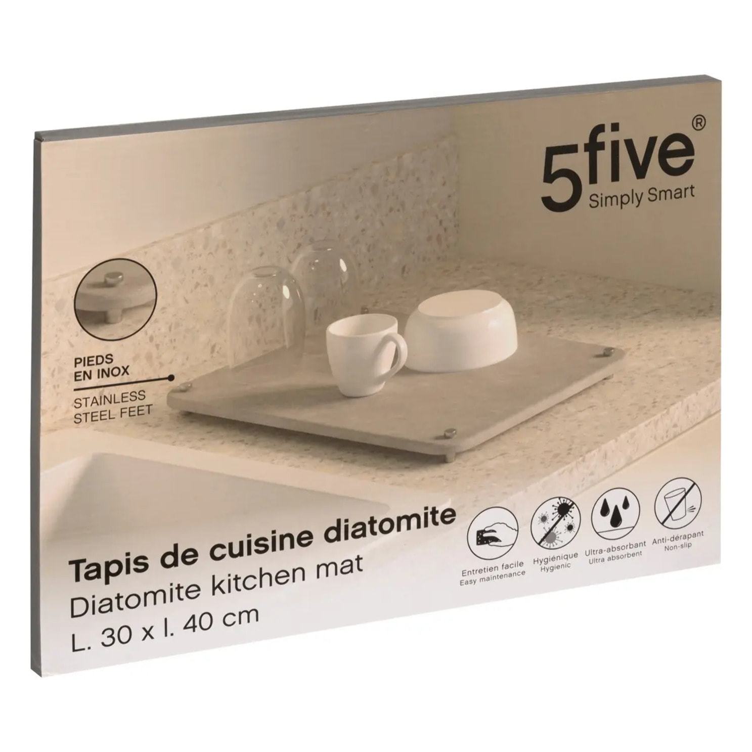 Tapis en diatomite gris 40x30cm