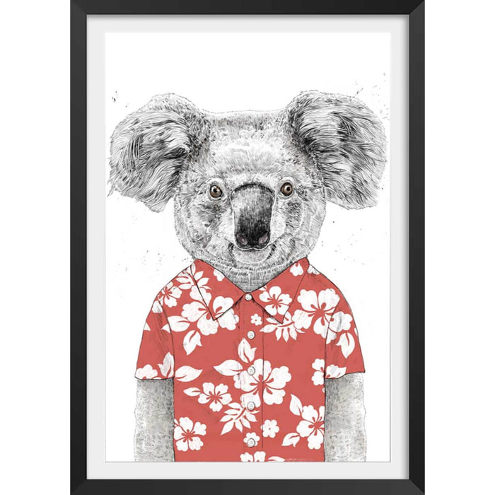 Affiche enfant koala  Affiche + cadre en bois - Noir