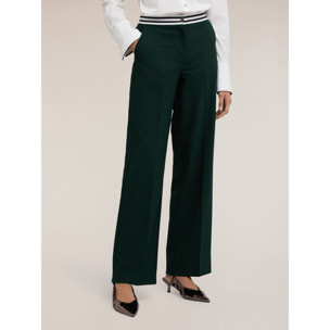 Motivi - Pantaloni palazzo con cintura a righe - Verde