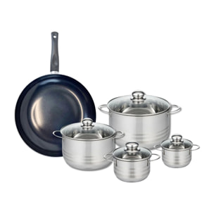 Ensemble de 1 Poêle de cuisson 32 cm et 4 faitouts 12, 14, 20 et 24 cm Elo Prima Brillant