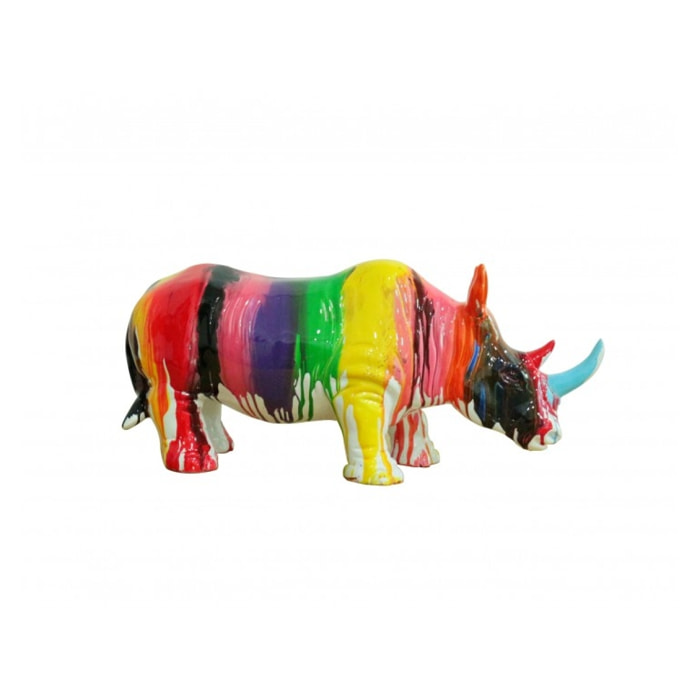 Statuette rhinocéros multicolore en résine H24cm - RHINO PEPS