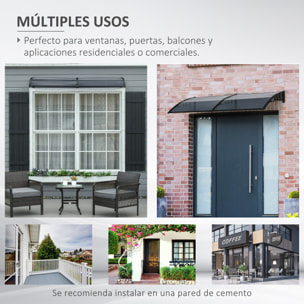 Marquesina Exterior para Puertas y Ventanas 196x75 cm Tejadillo de Protección contra Sol y Lluvia con Cubierta de Policarbonato Negro
