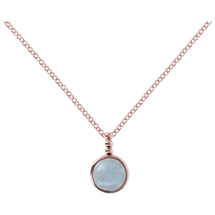 Collana con Pendente con Pietra Naturale Acquamarina Celeste Placcata Oro Rosa 18kt