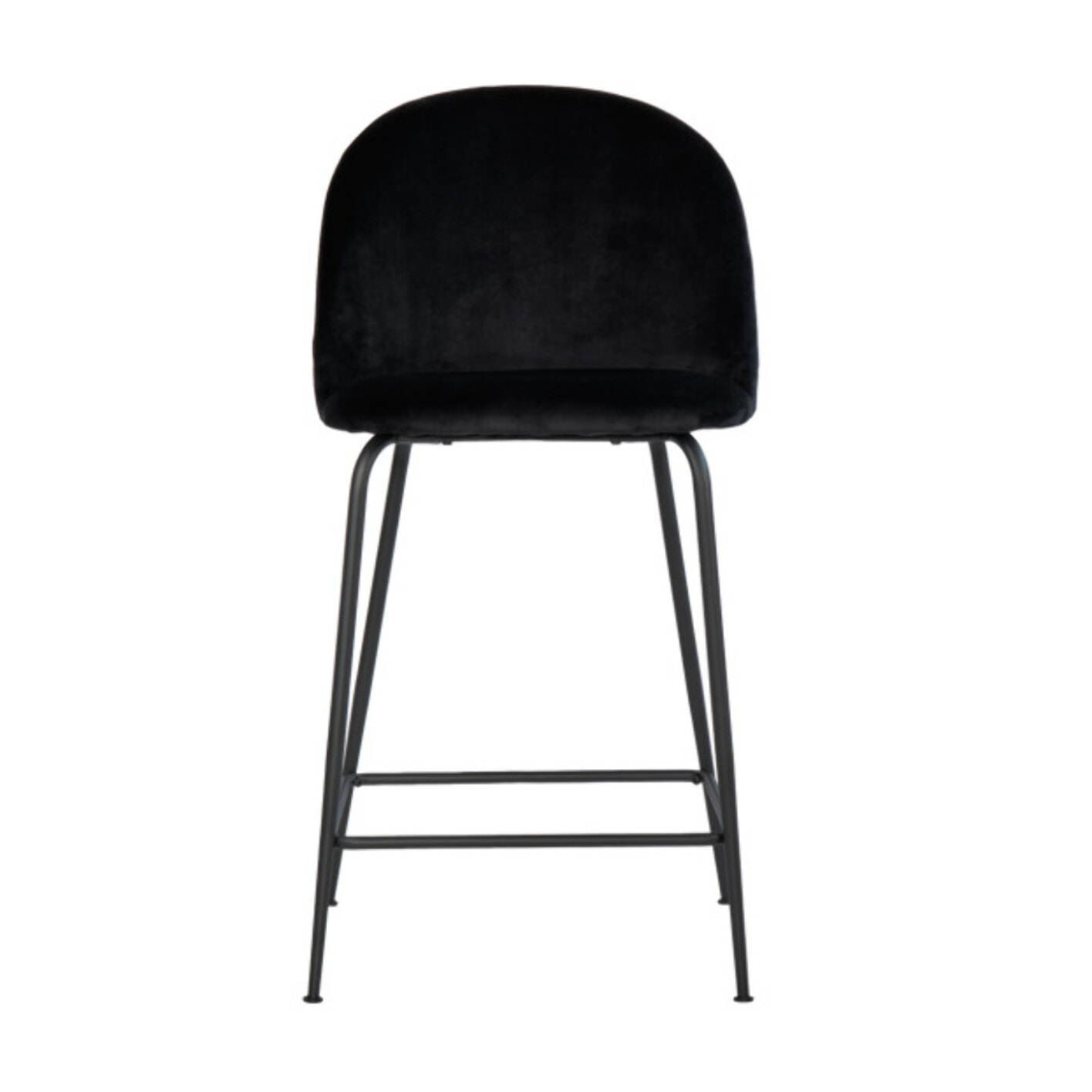 Lot de 2 chaises de bar en velours avec piètement en métal noir - CLEA