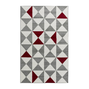 Forsa - Tapis de salon moderne à motif graphique rouge et gris