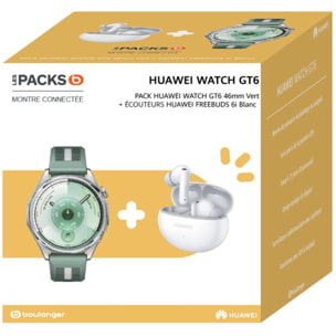 Montre connectée HUAWEI Pack Watch GT6 46mm Vert+FreeBuds6I Blanc