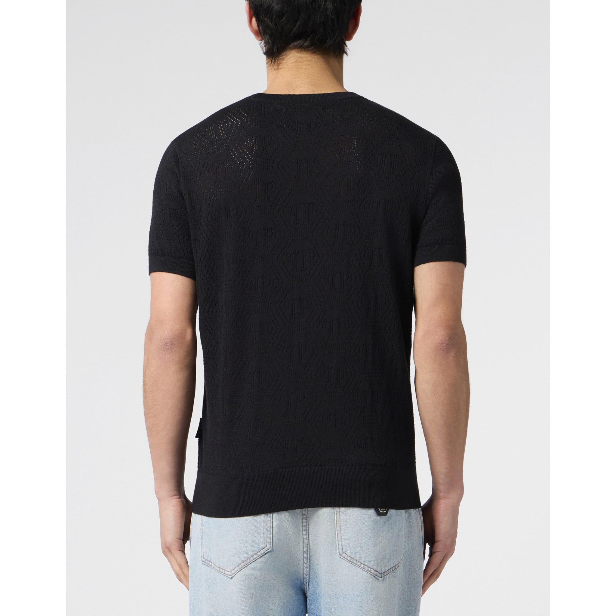 PHILIPP PLEIN Round Neck T-Shirt Openwork Monogram