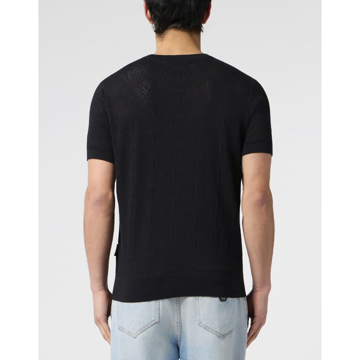 PHILIPP PLEIN Round Neck T-Shirt Openwork Monogram
