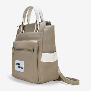Mochila de canvas taupe con bolsillos