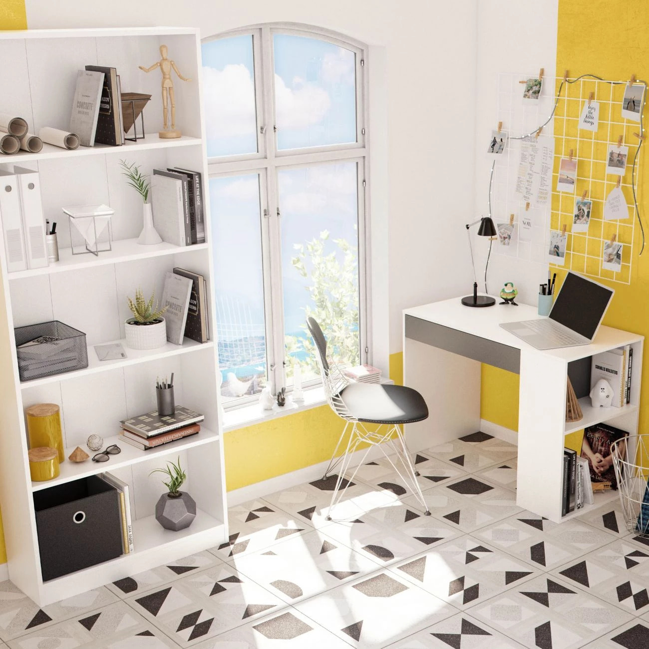 Mesa de escritorio Masster Blanco Artik (Blanco Mate) - Gris Grafito