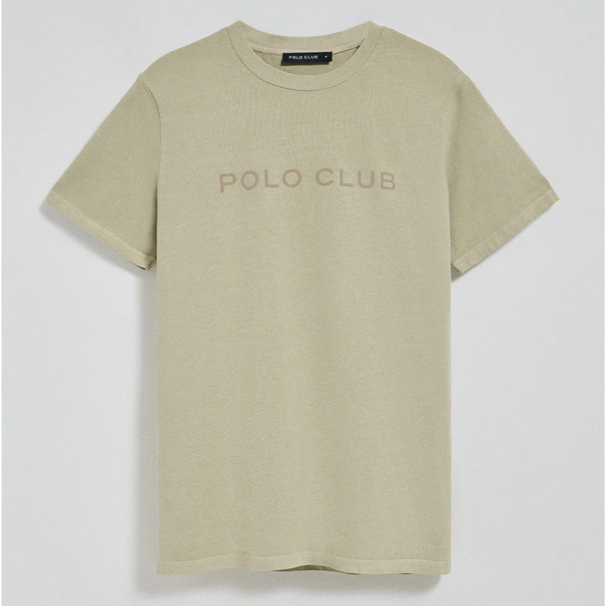 Camiseta Apolo garment dyed color piedra con logo Polo Club aterciopelado