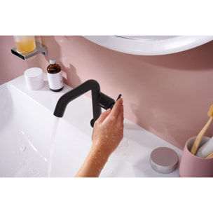 Mitigeur lavabo Tecturis S 110 Fine Ecosmart+ avec bonde clic-clac, Noir mat