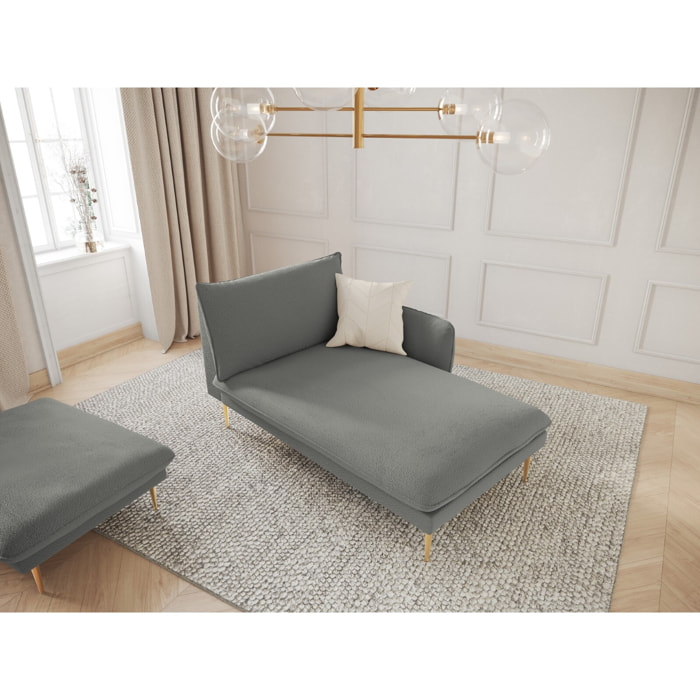 Méridienne droite "Vienna" en bouclé gris