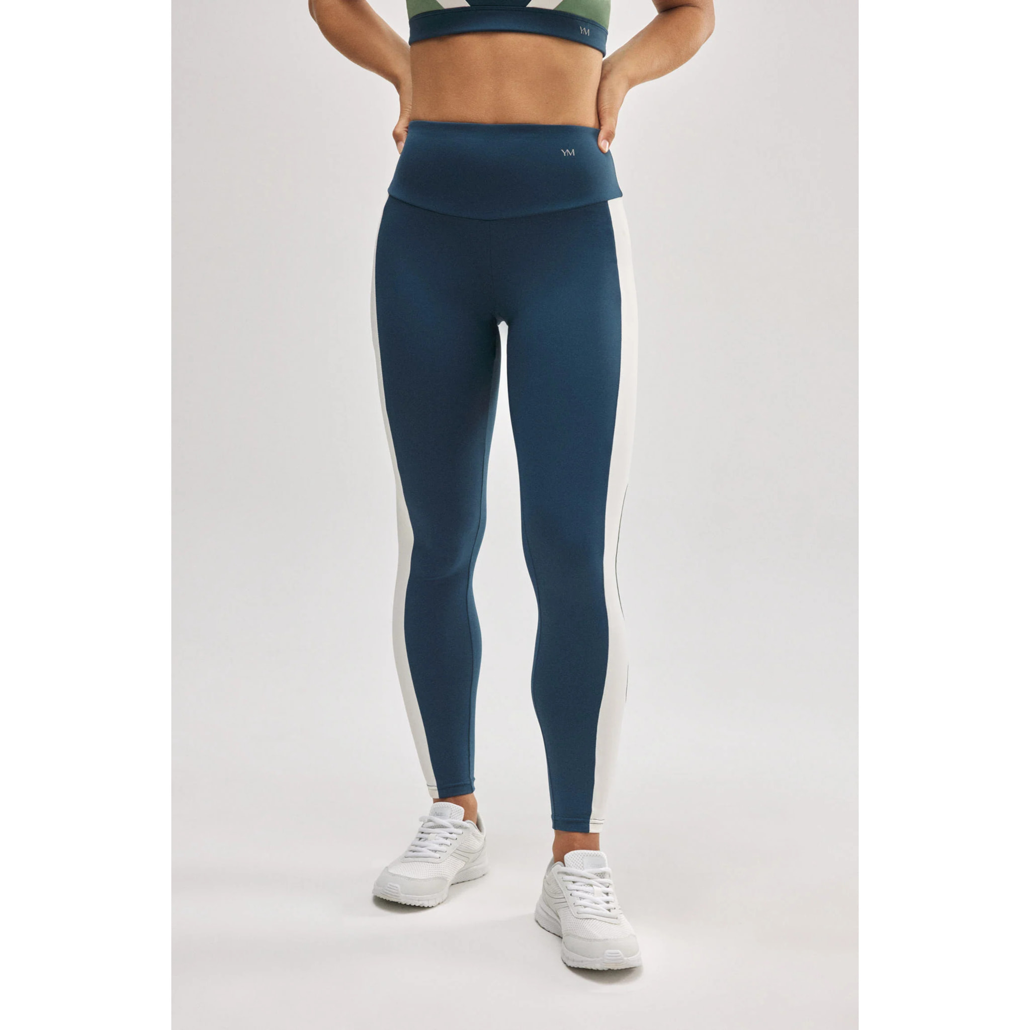 Leggings sportivi effetto push-up con blocchi di colore blu
