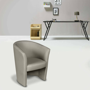 Poltrona Ago, Poltrona da salotto, Seduta imbottita, Sedia con braccioli in ecopelle, 64x63h76 cm, Grigio