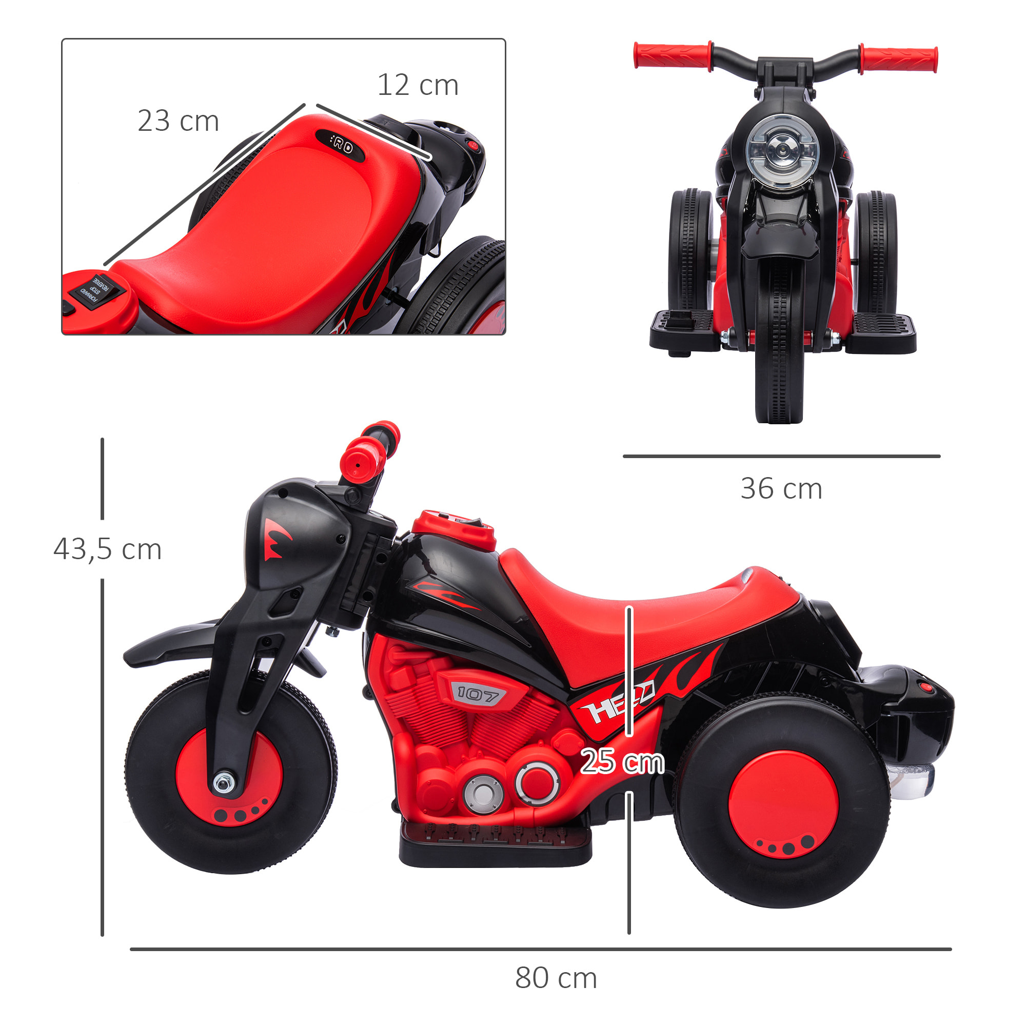 Moto Eléctrica para Niños de +2 Años Moto de Batería para Niños 6V con Función de Soplar Burbujas Faros Música Moto para Niños con Velocidad 3 km/h Carga 30 kg Rojo