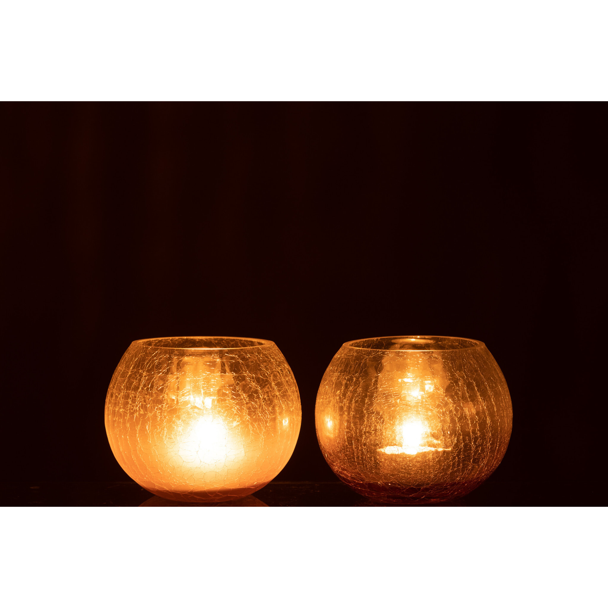 J-Line bougeoir Boule Craquele - verre - mauve - medium - 2 pcs