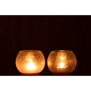 J-Line bougeoir Boule Craquele - verre - mauve - medium - 2 pcs