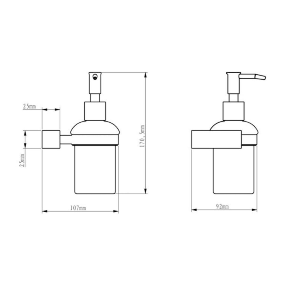 Multi distributeur de savon 200 ml en verre dépoli, chrome (ELE99)