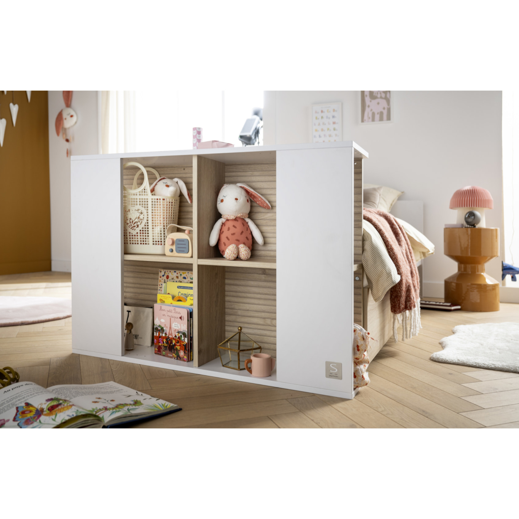 Chambre bébé évolutive Paloma, Lit 120x60 évolutif et Commode à langer 3 tiroirs - Chêne sépia