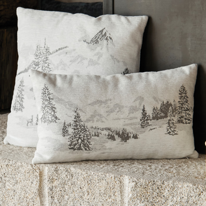 Housse de Coussin Sapins Enneigés - Gris clair