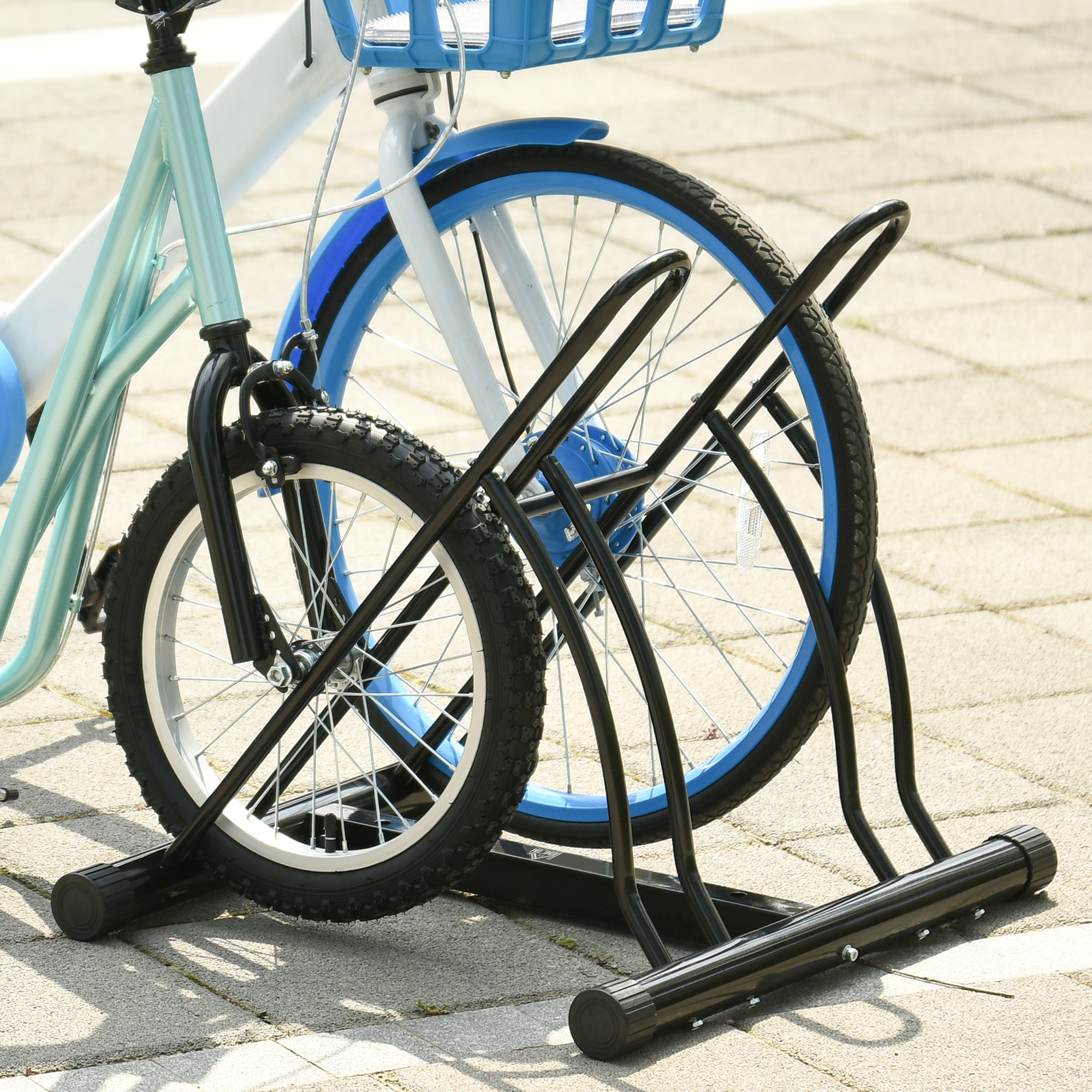 Soporte de Estacionamiento para 2 Bicicletas Portátil Acero 60x54x57 cm Negro