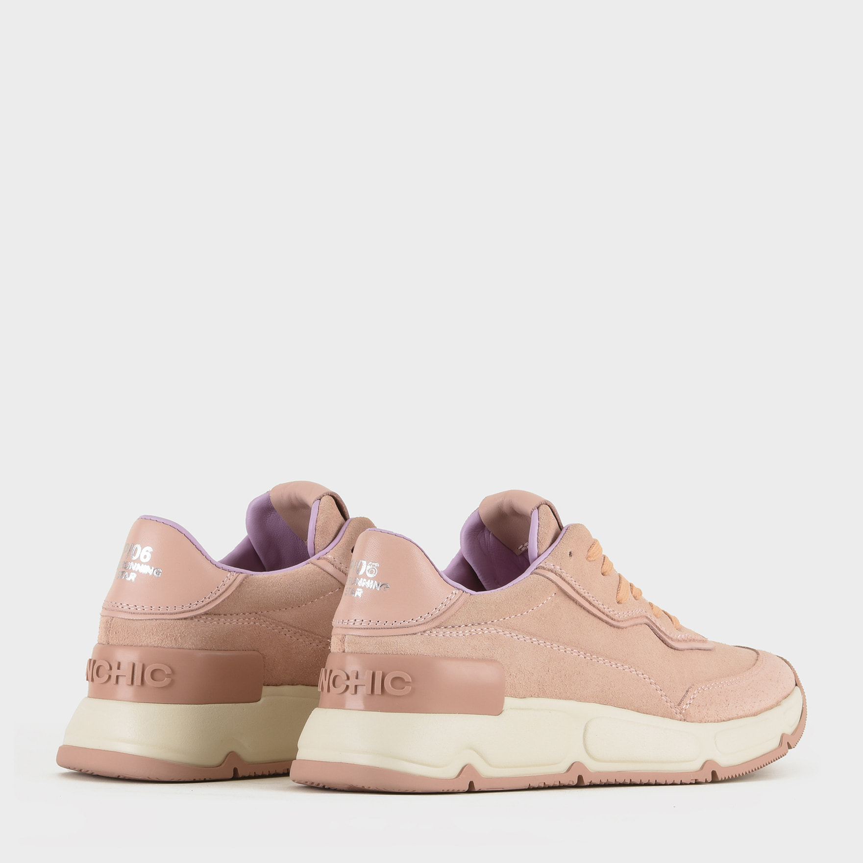 SNEAKER MUJER P06 DE ANTE Y PIEL ROSA POLVO