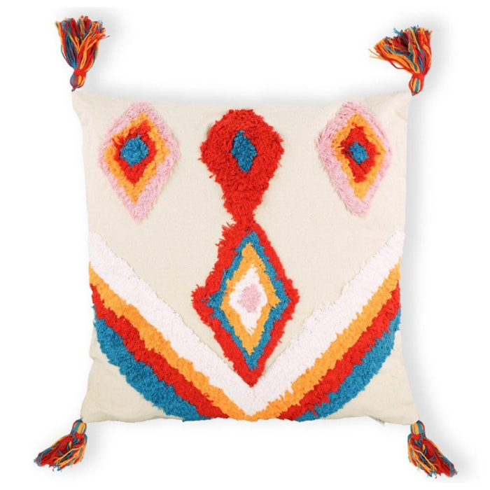 Cuscino decorato con 4 nappine 45x45 cm - Tribal