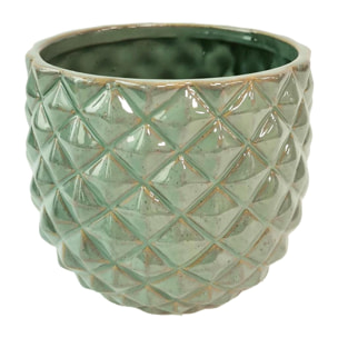 Cachepot Con Rombi - Pezzi 3 - Colore: Verde - 15,5xH12,5x15,5cm - Bianchi Dino -