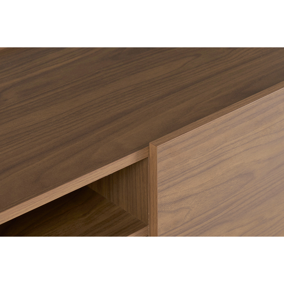 Meuble TV finition bois foncé noyer 3 portes L180 cm SANAA