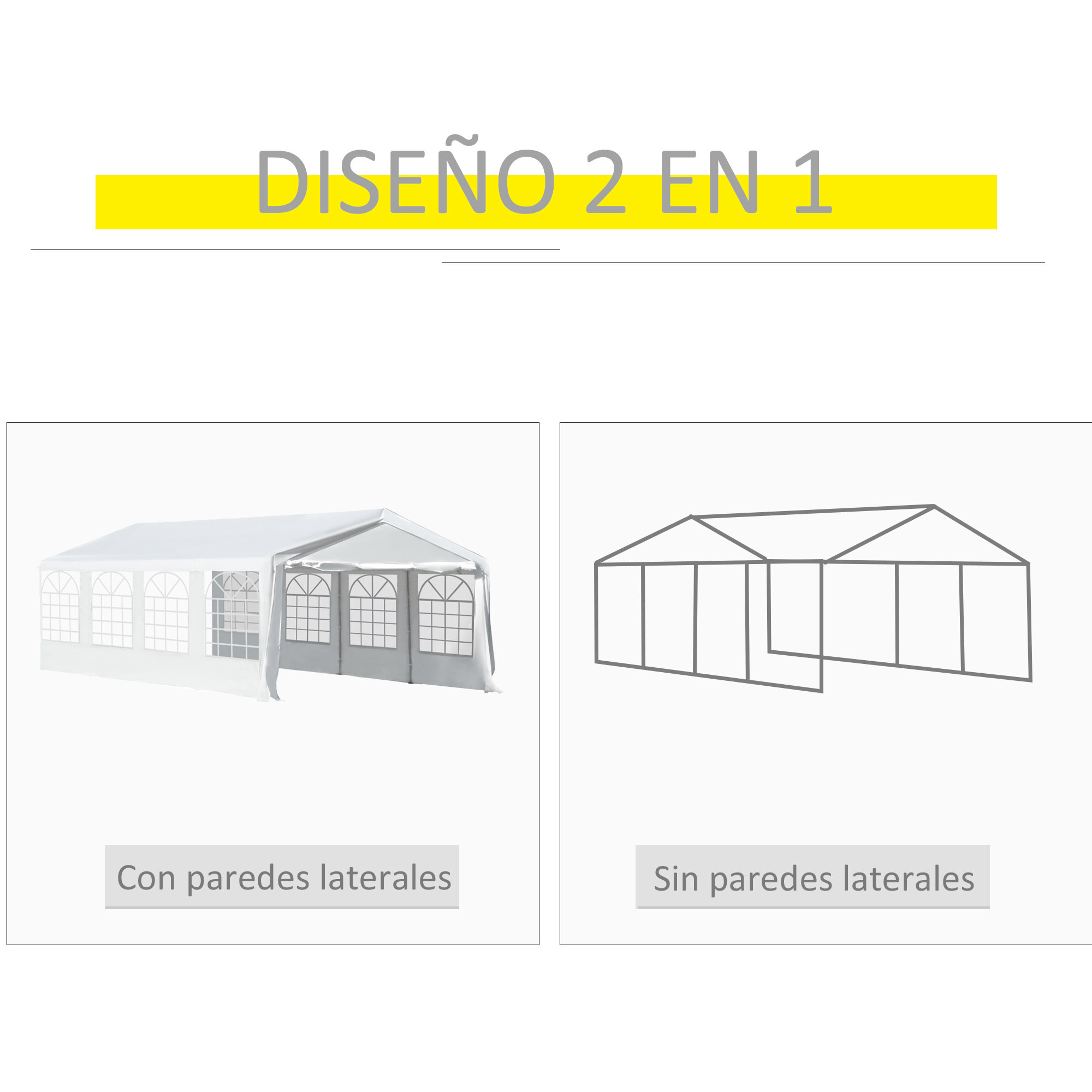 Carpa de Jardín Gazebo Pergola de Acero PE 8x4 m Blanca