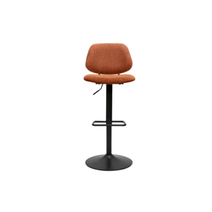 Tabourets de bar relevables design en tissu effet velours texturé terre brûlée et métal noir BARNET (lot de 2)