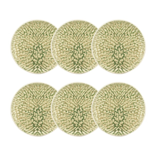 Lot de 6 assiettes à dessert vertes en grès 20cm  JADE