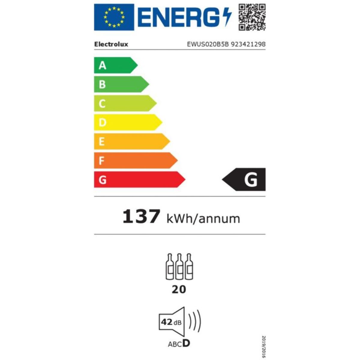 Cave à vin encastrable ELECTROLUX EWUS020B5B