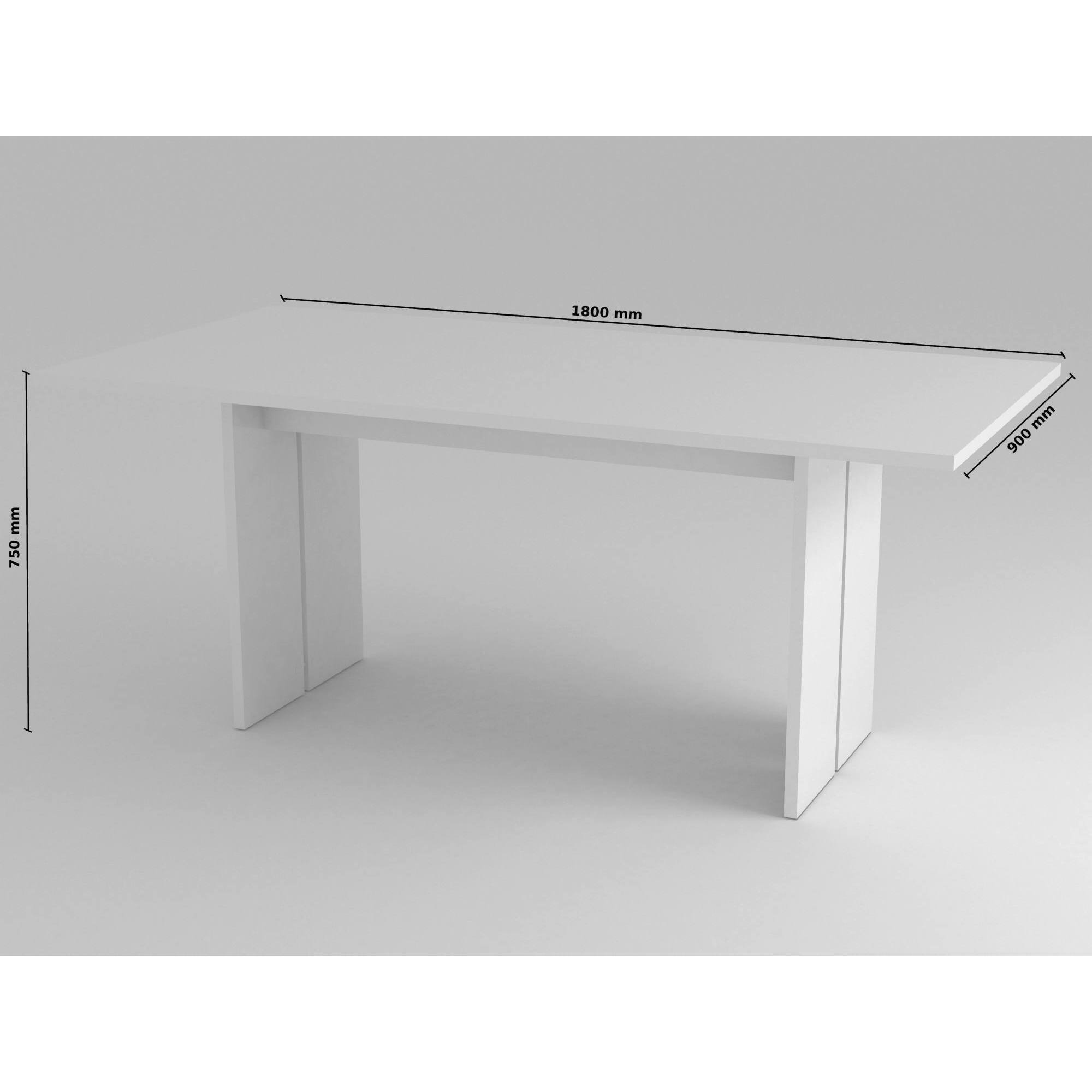 Tavolo da pranzo moderno fisso, Made in Italy, Tavolo rettangolare di design, Tavolo da cucina, cm 160x90h75, colore Bianco lucido