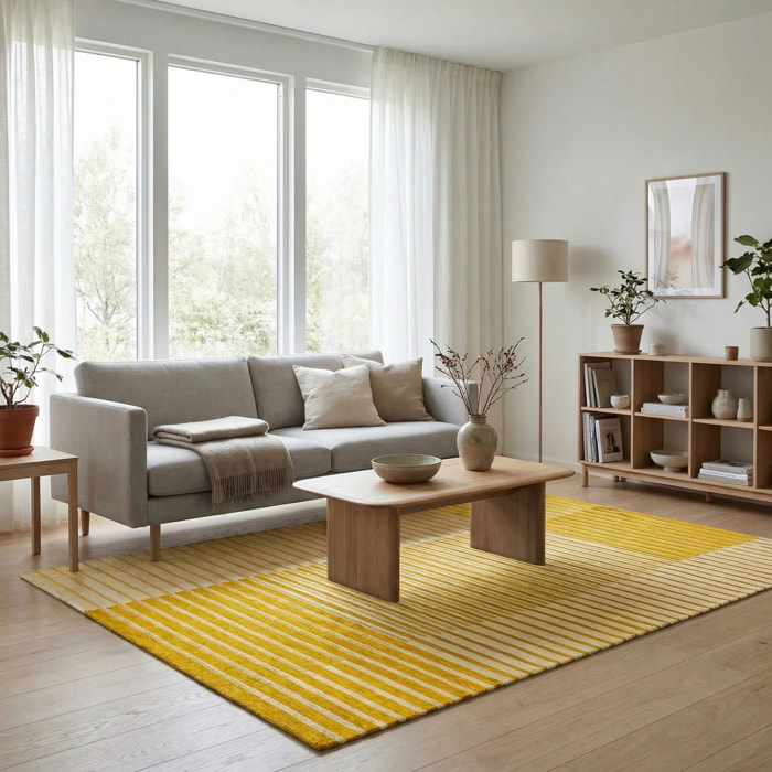 Tappeto arredo Neon senape CON FONDO ANTISCIVOLO