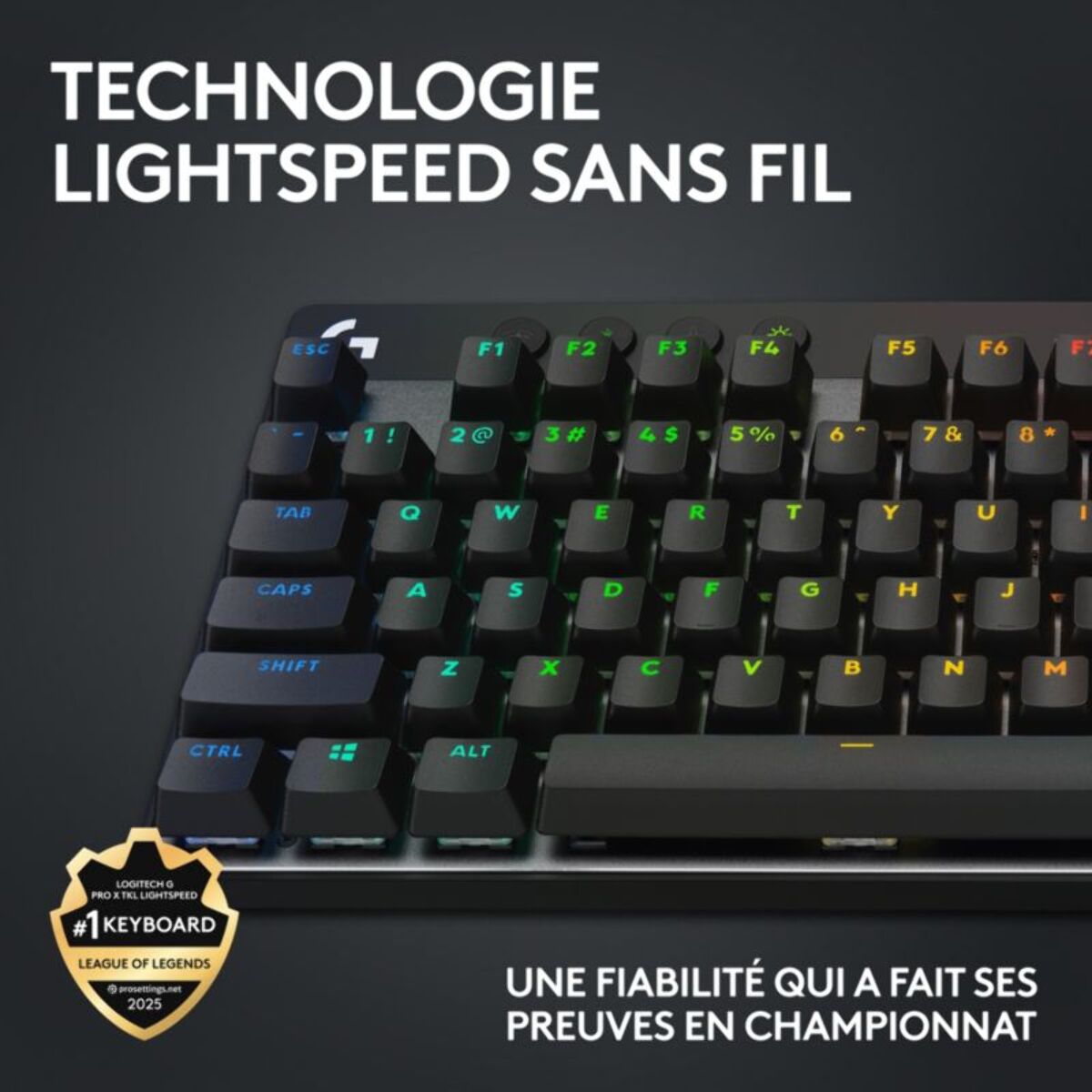 Clavier gamer sans fil LOGITECH Pro X LIGHTSPEED  TKL Tactile Noir