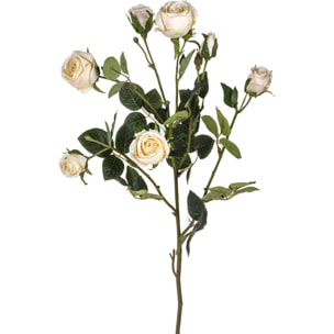 Ramo Con Rosa. Altezza 74 Cm - Pezzi 3 - 6X74X5cm - Colore: Bianco - Bianchi Dino - Fiori Artificiali