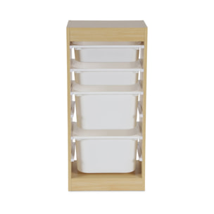 Meuble de rangement naturel enfant 4 bacs de rangement