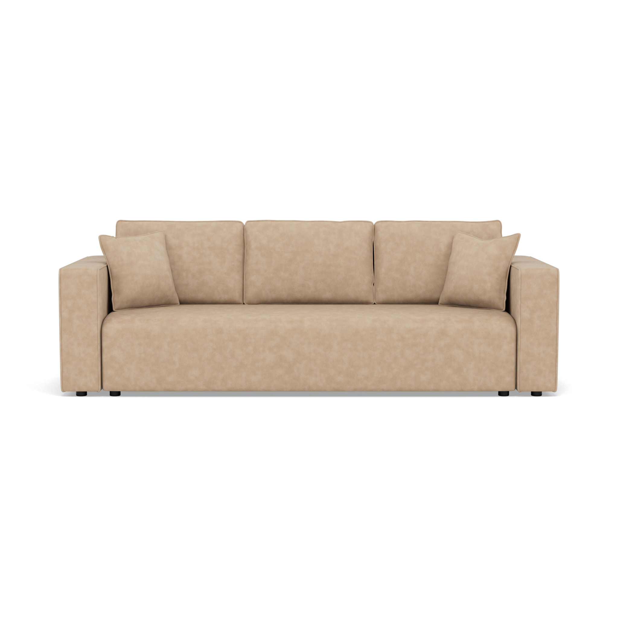 Topaze - canapé droit 3 places convertible avec coffre en simili - Beige