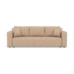 Topaze - canapé droit 3 places convertible avec coffre en simili - Beige