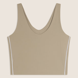 Canotta cropped slim fit con scollo a V in jersey quick dry