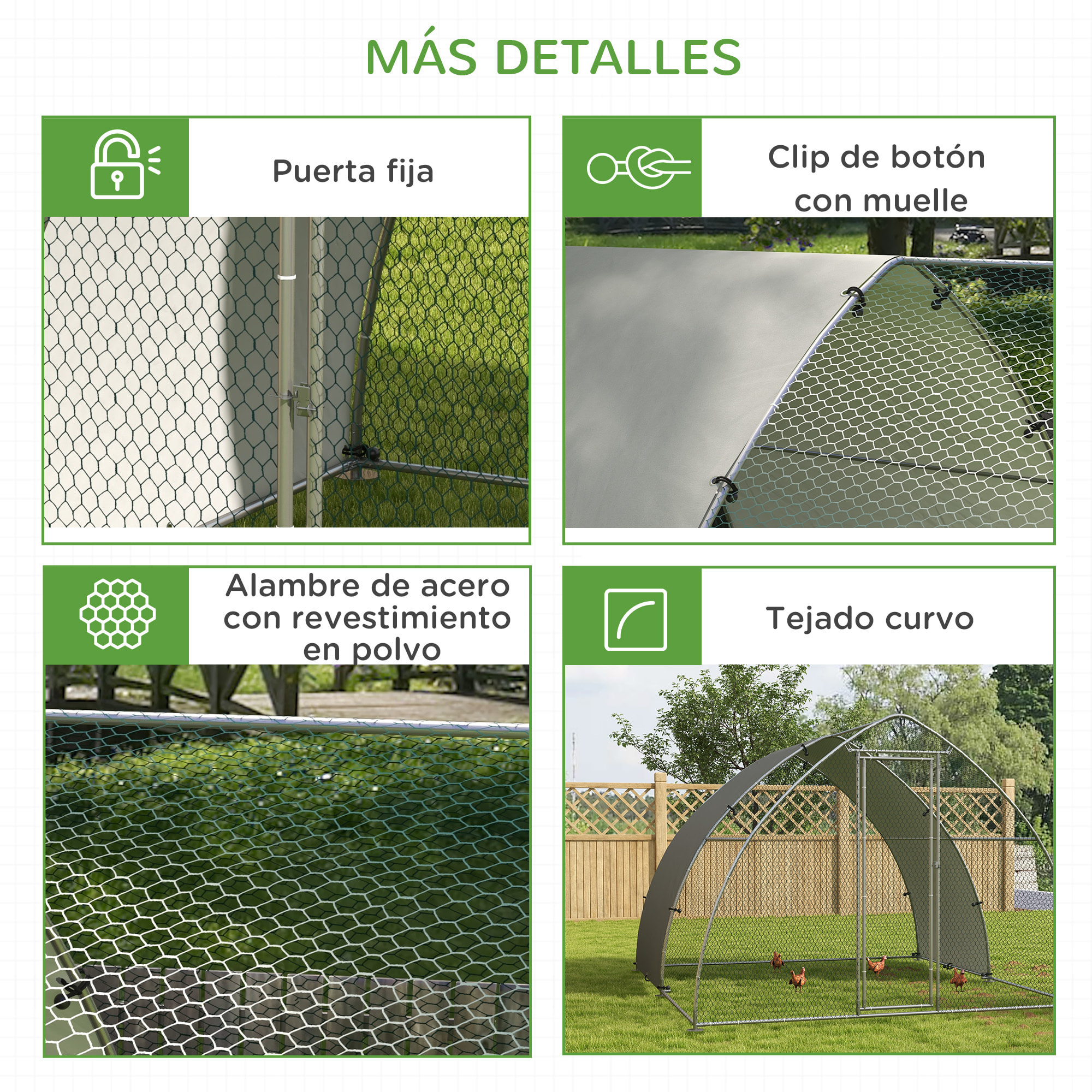 Gallinero para Exterior Gallinero para Gallinas de Acero Galvanizado Cubierta de Tela Oxford Resistente a los Rayos UV e Impermeable para Patio Plata